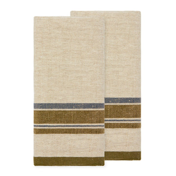 Antibes Natural & Green Tea Towels, Set of 2: Natural Green