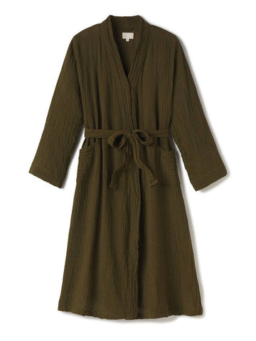 Cotton Robe: Olive / One Size