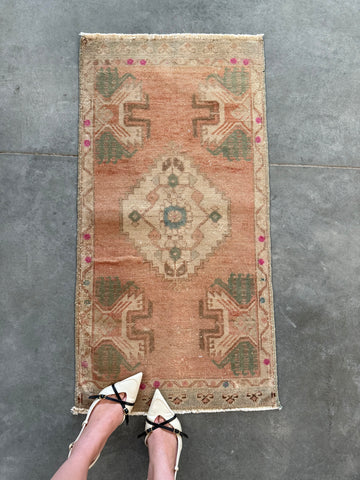 Hand-loomed Vintage Turkish Rug