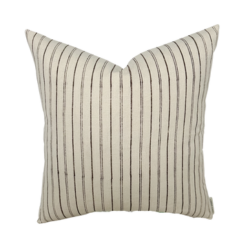 Austin | Brown Handblock Stripe Pillow Cover: 22x22