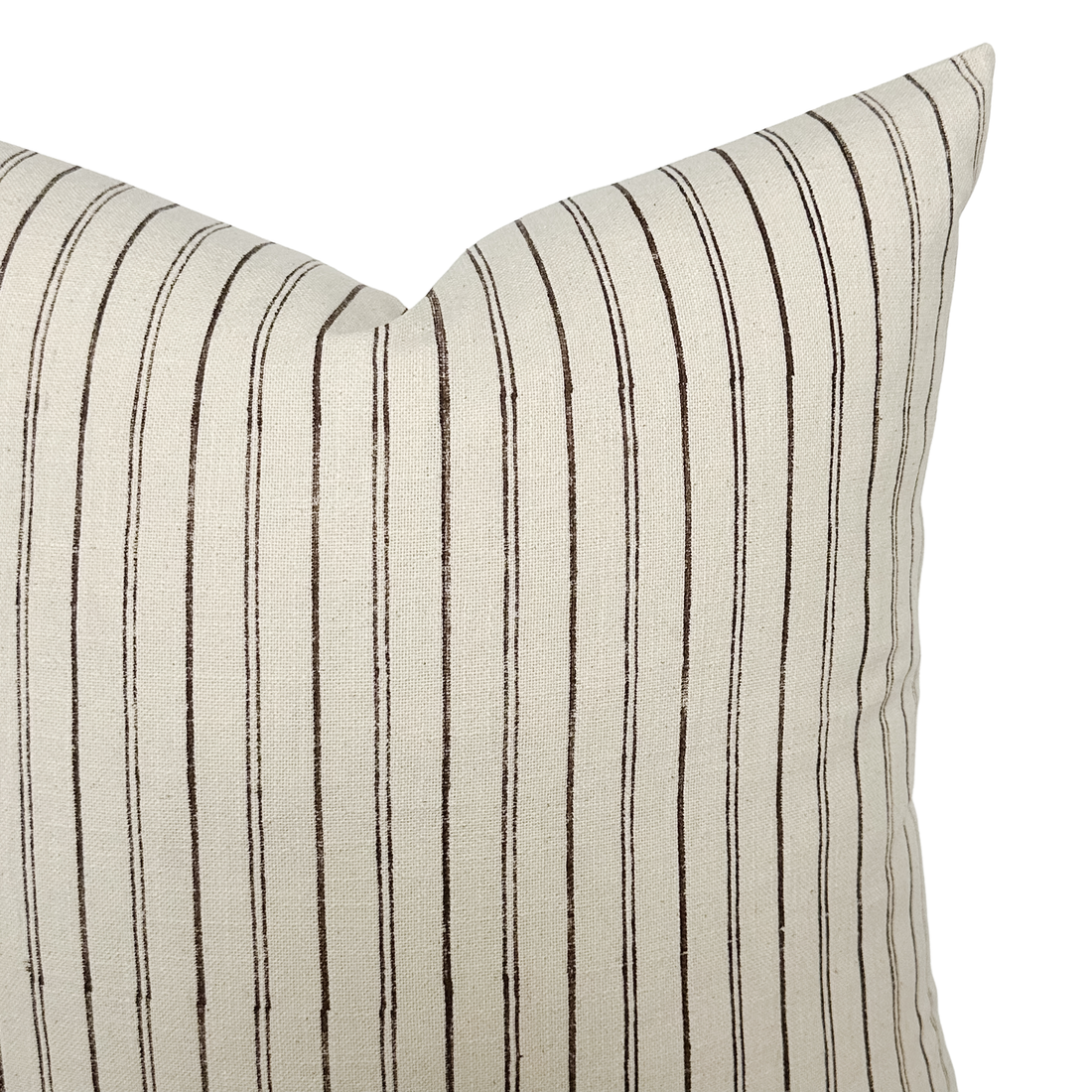 Austin | Brown Handblock Stripe Pillow Cover: 20x20