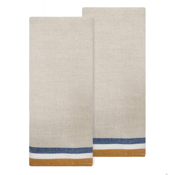 Normandy Natural - Mustard/Natural/Blue Tea Towels 20x30