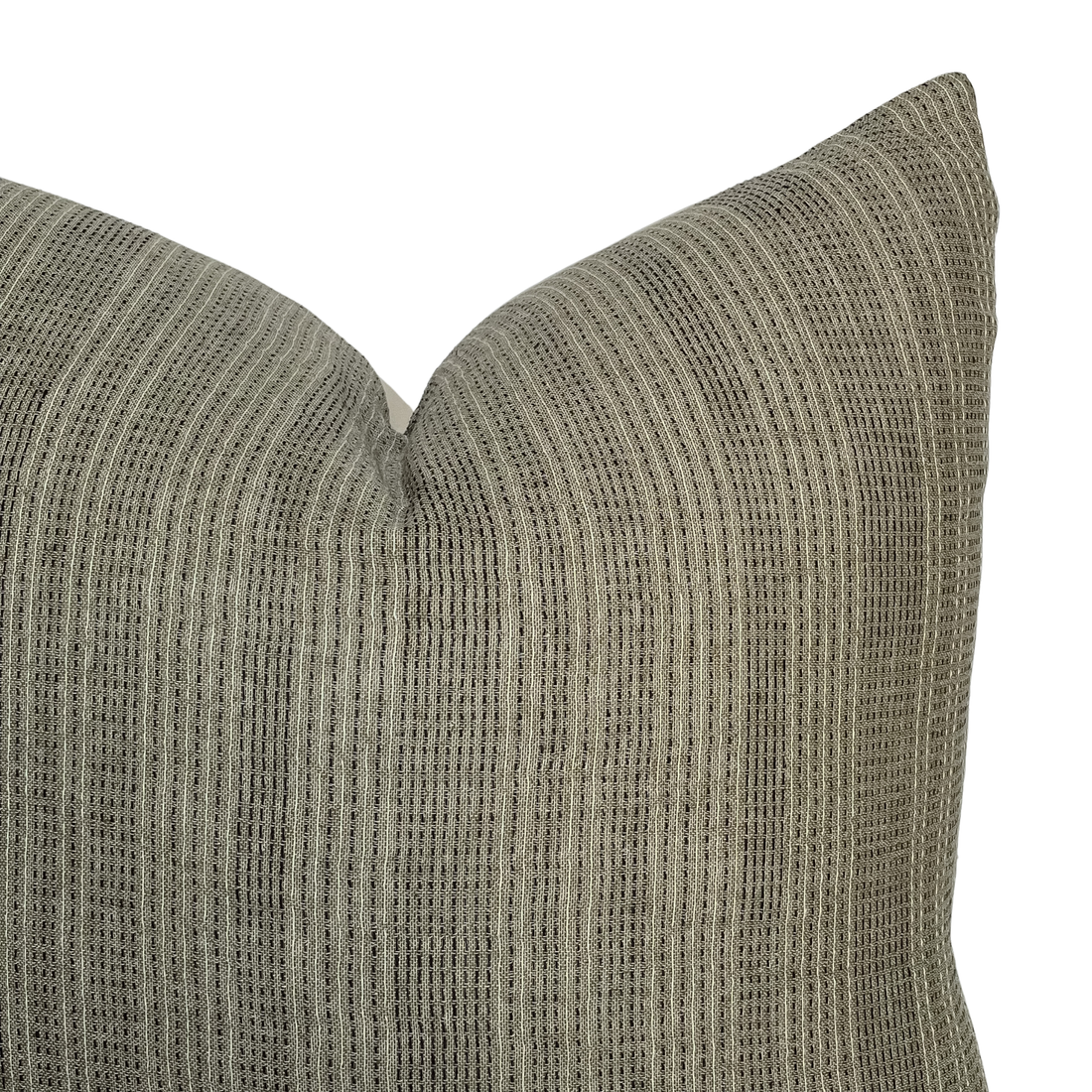 Davis | Olive Woven Stripe Pillow Cover: 22x22