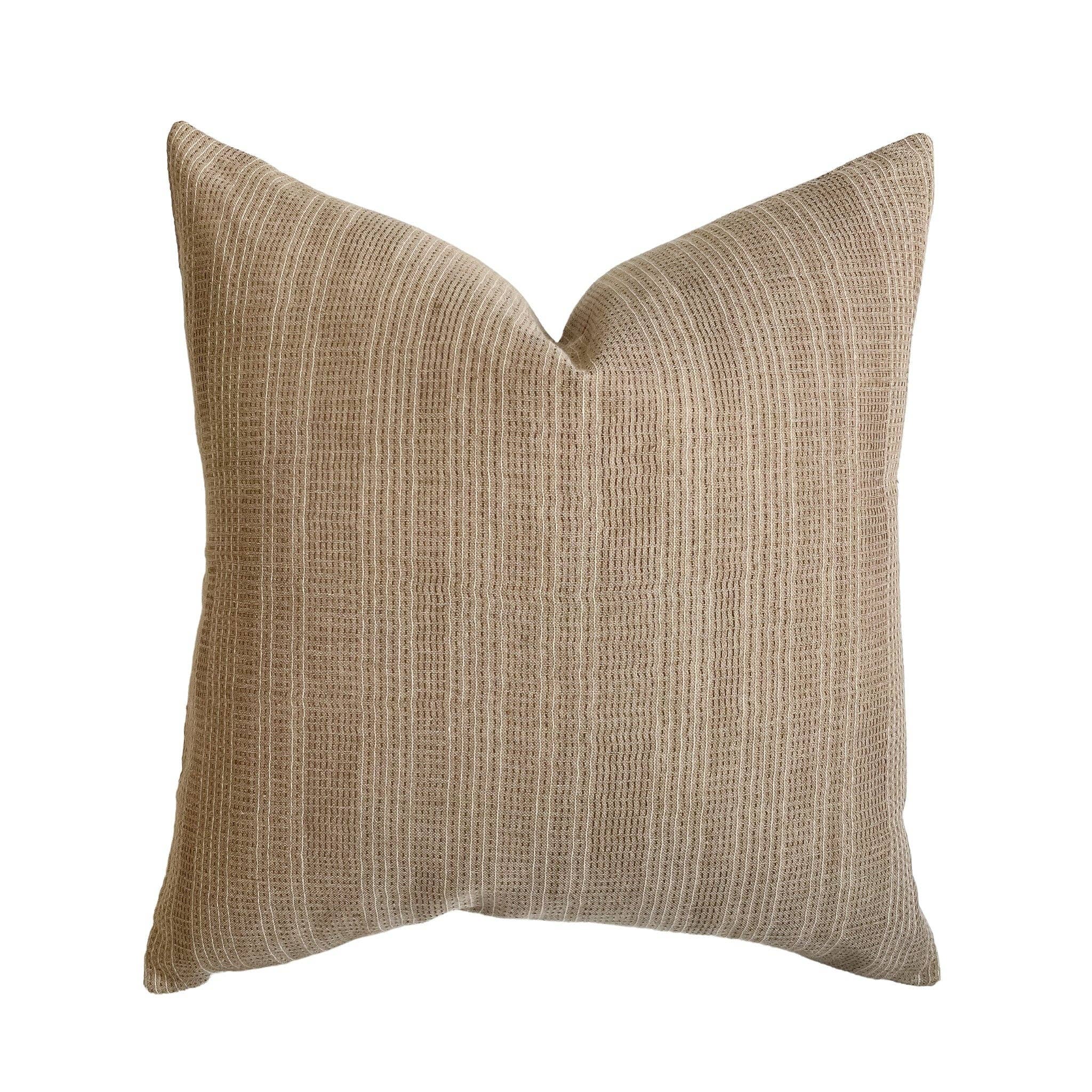 Clyde | Brown Woven Stripe Pillow Cover: 20x20