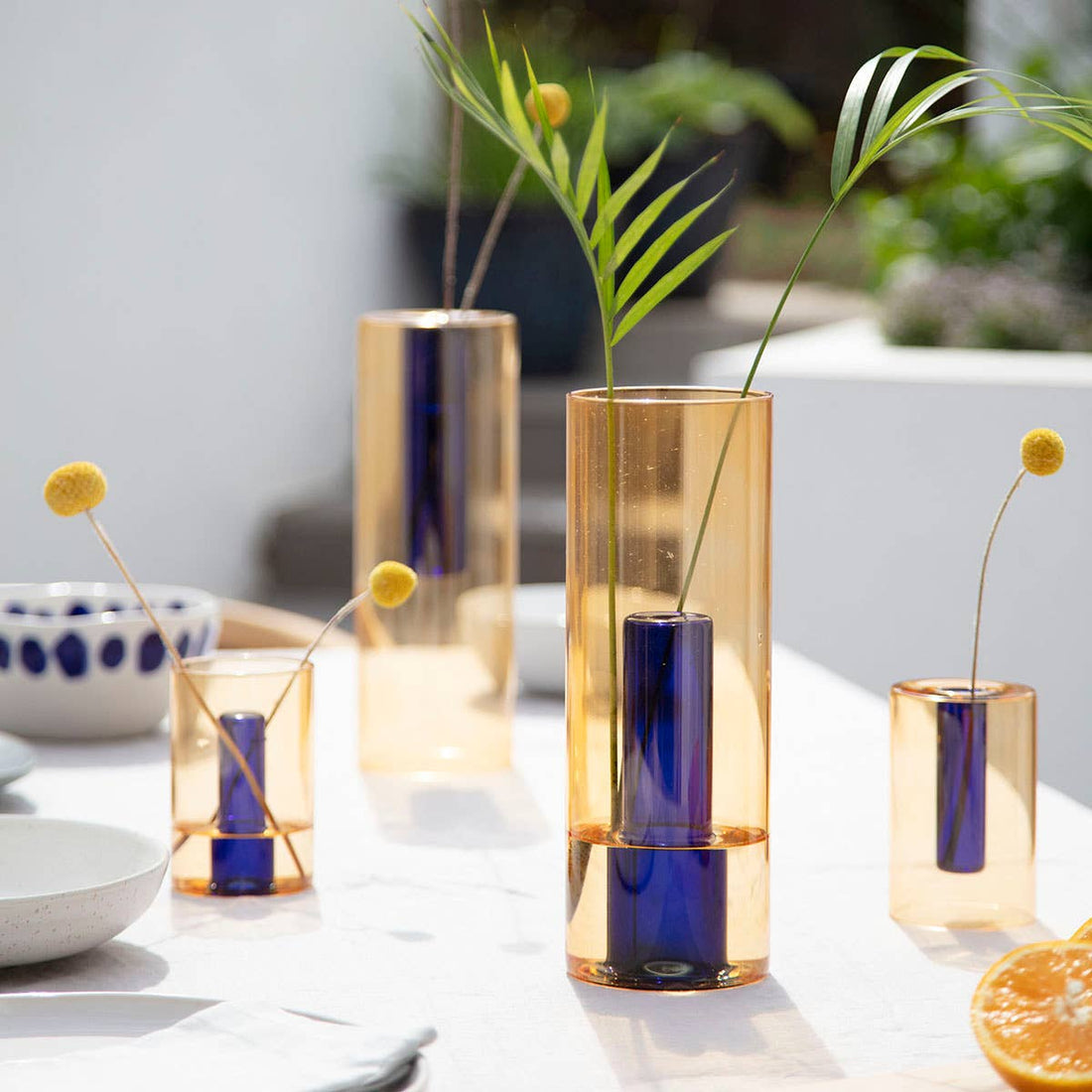 Reversible Glass Vase - Large: Peach/Cobalt