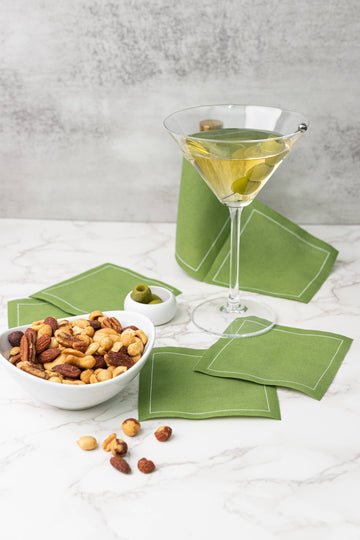 Luxury Disposable/Washable 100% Cotton Cocktail Napkins - Olive