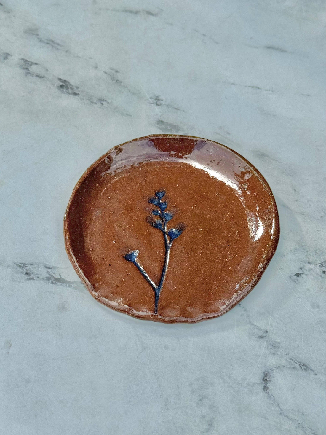 Hand-Painted Floral Spoon Rest, Terracotta