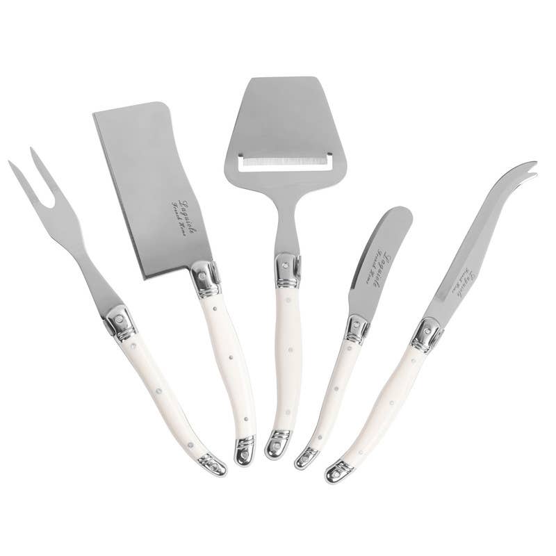 5-Piece Laguiole Cheese Knife & Slicer Set Faux Ivory Handle