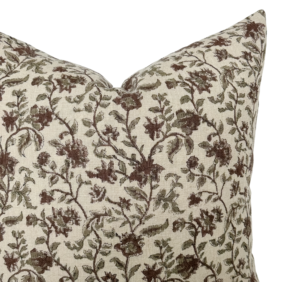 Bridgitt | Deep Rose & Sage Floral Pillow Cover: 14x20