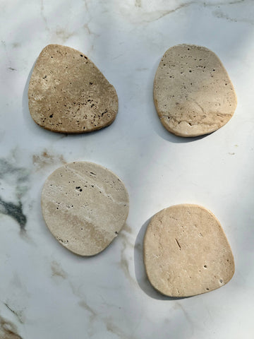 Beige Travertine Coaster, Set of 4