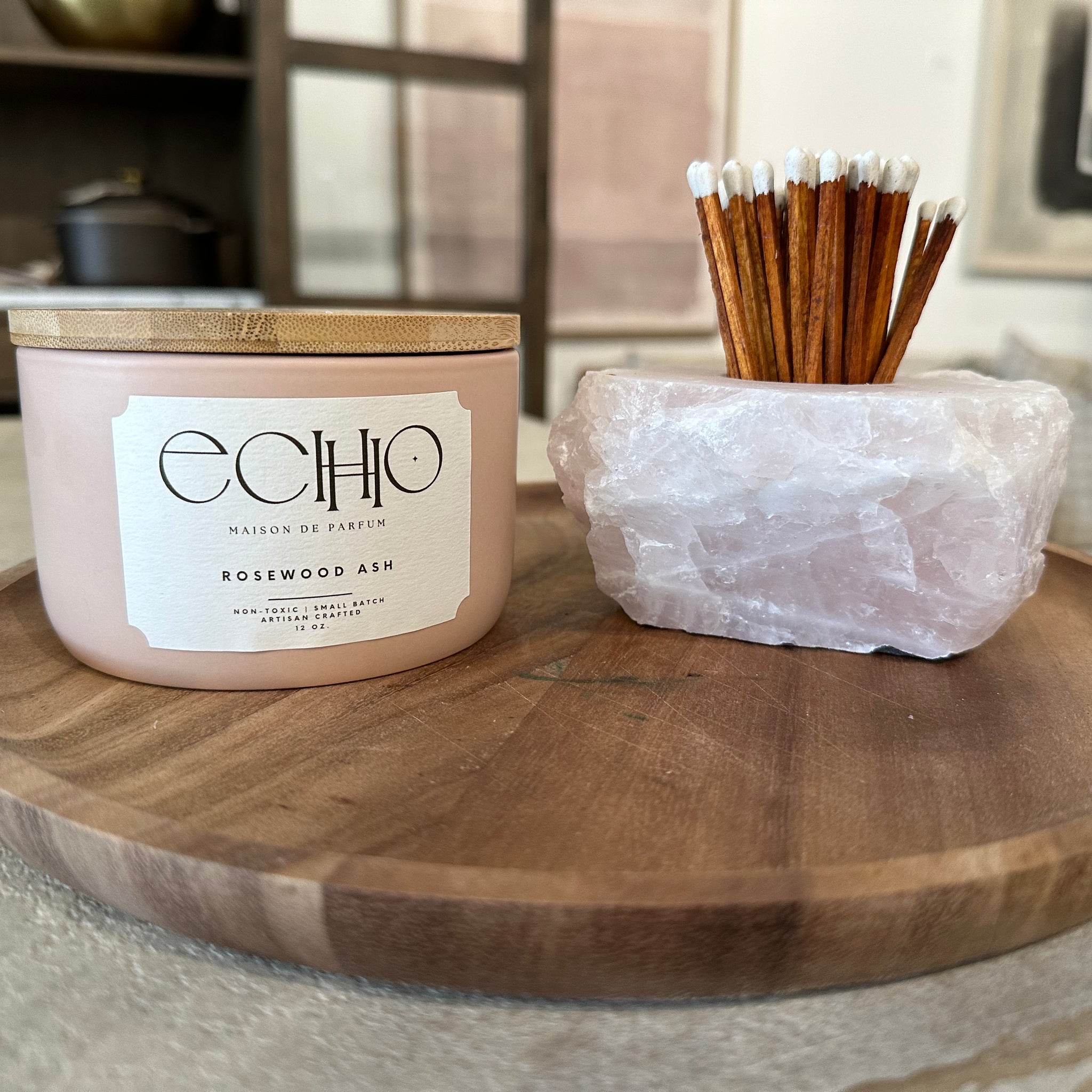 Rose Quartz Match Holder
