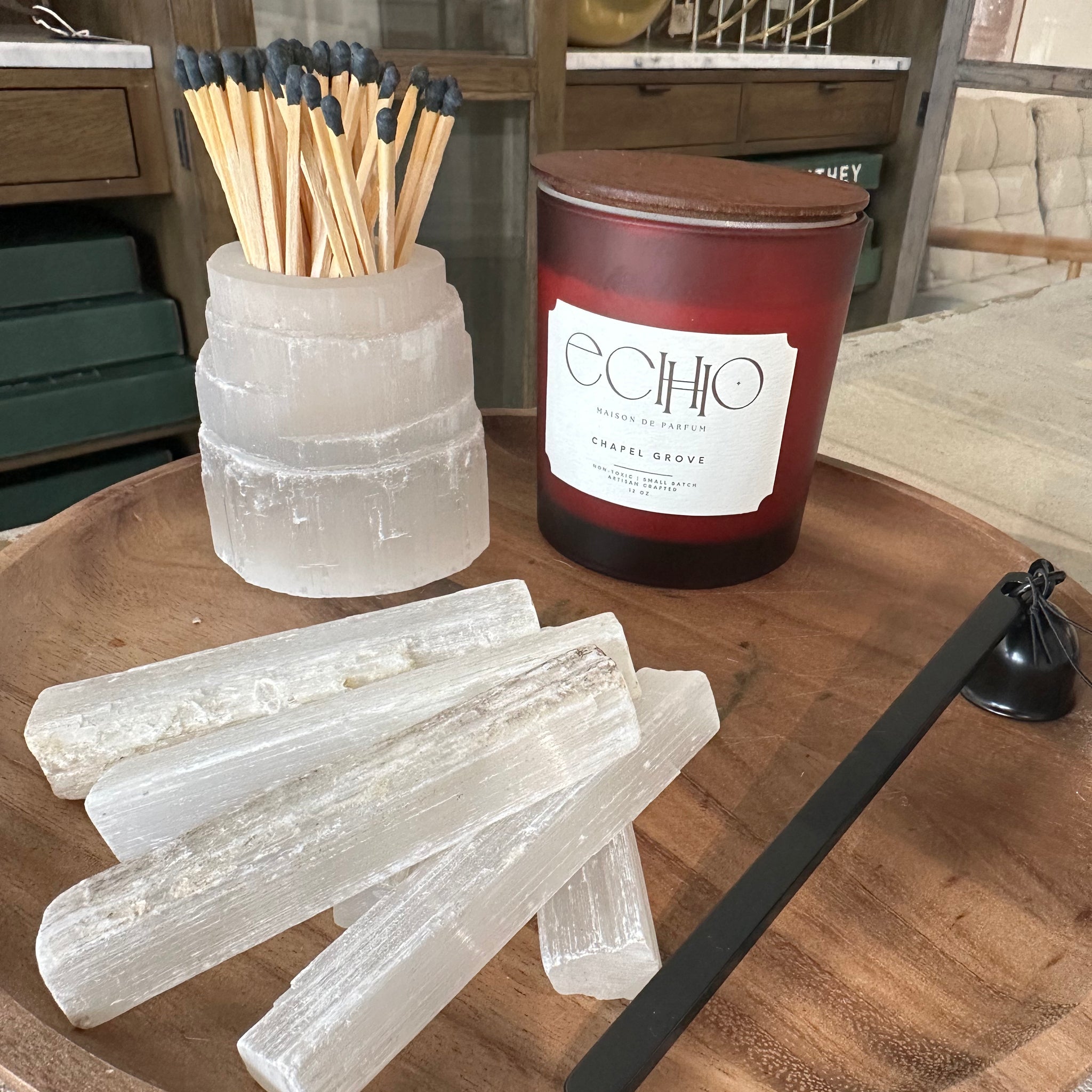 Selenite Match Holder