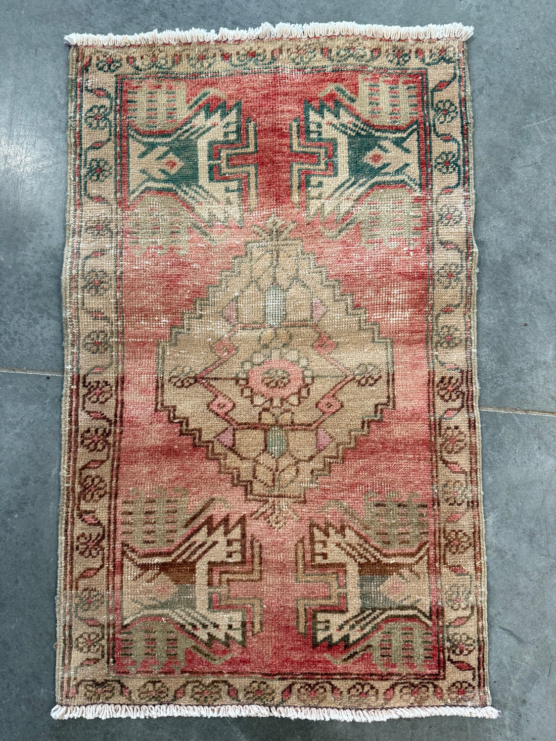 Hand-loomed Vintage Turkish Rug