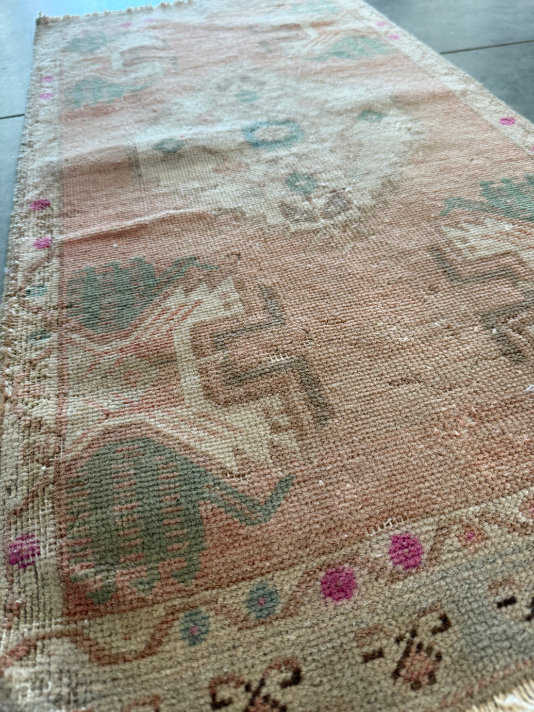 Hand-loomed Vintage Turkish Rug