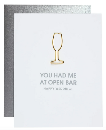 Open Bar Wedding Paper Clip Card
