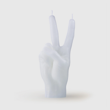 Victory/Peace Hand Gesture Candle - White