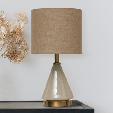 Glass Lamp with Linen Shade