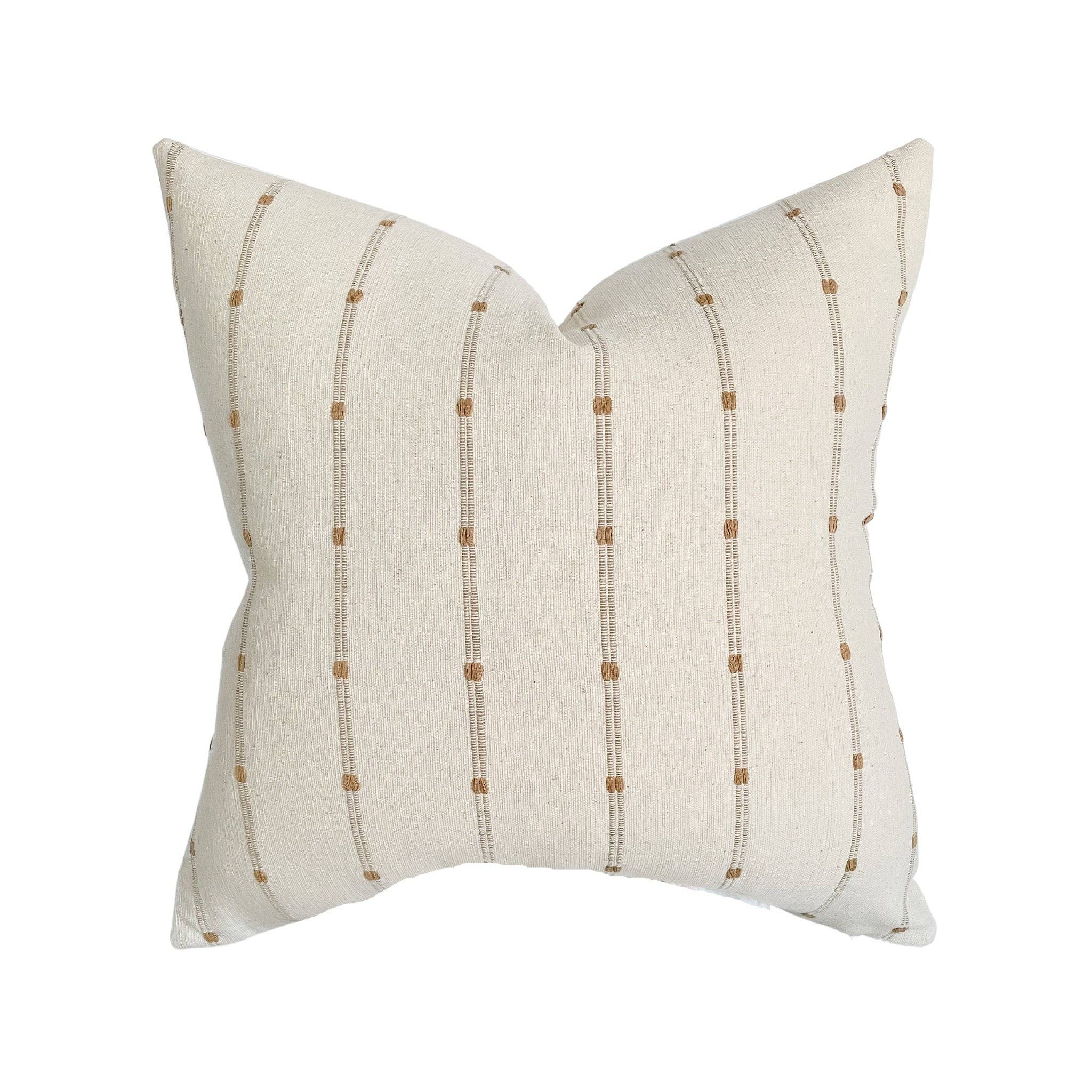 Ridge | Woven Tan Stripe Pillow Cover: 14x20
