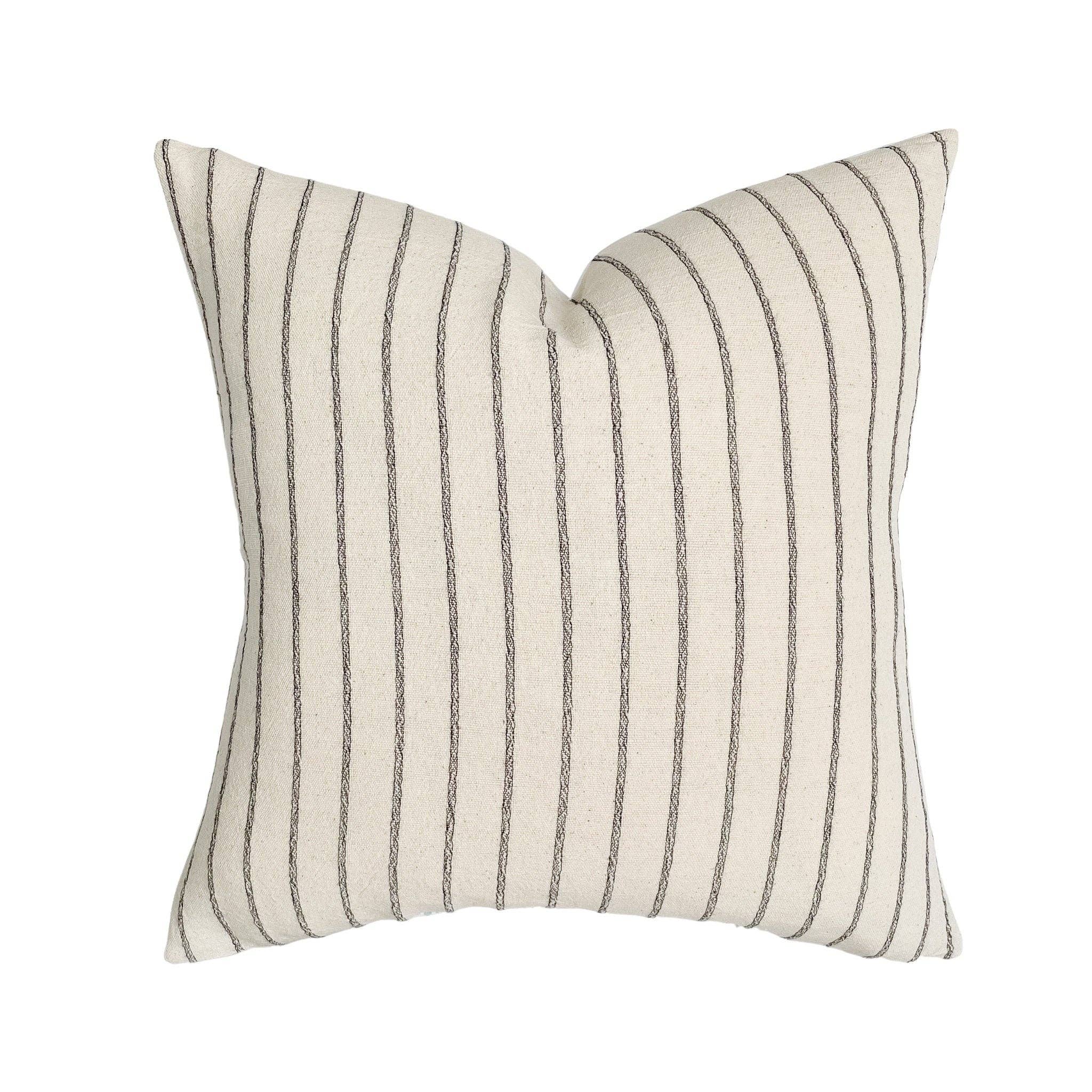 Walker | Natural Black Stripe Pillow Cover: 22x22