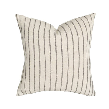 Walker | Natural Black Stripe Pillow Cover: 22x22