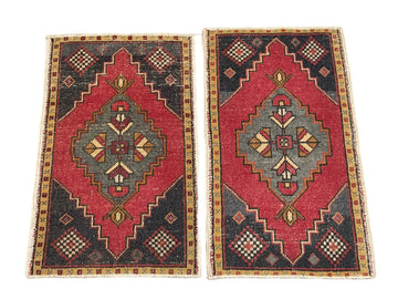 Pair Vintage Turkish Rug Rug “ 1.9 x 3 “