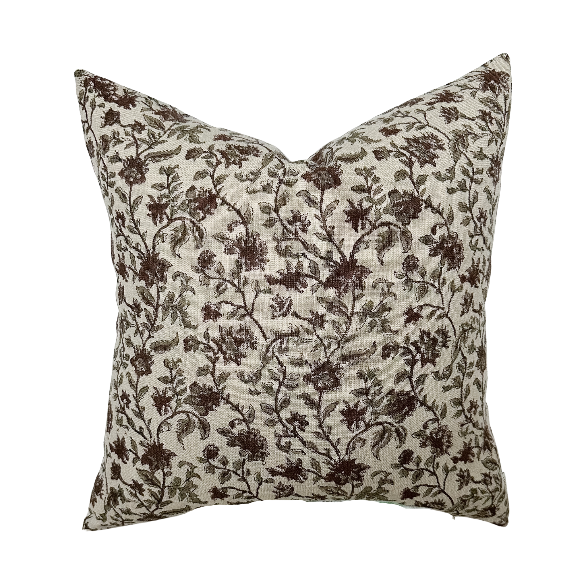Bridgitt | Deep Rose & Sage Floral Pillow Cover: 20x20