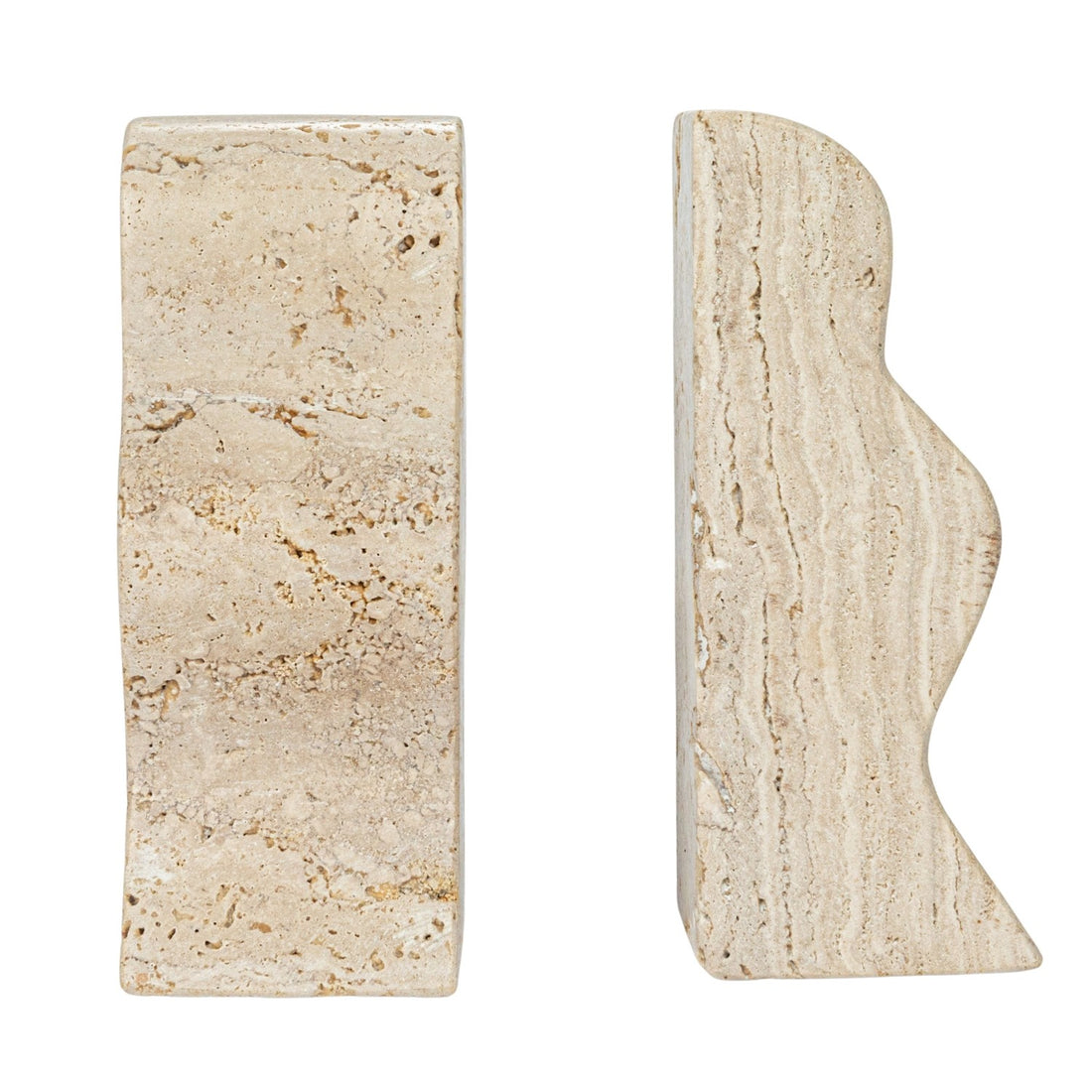 Wavy Bookends - Travertine