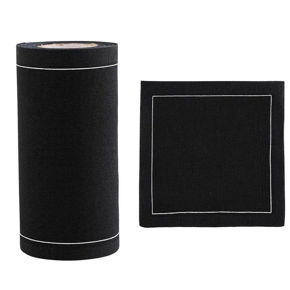 Luxury Disposable/Washable 100% Cotton Cocktail Napkins - Black