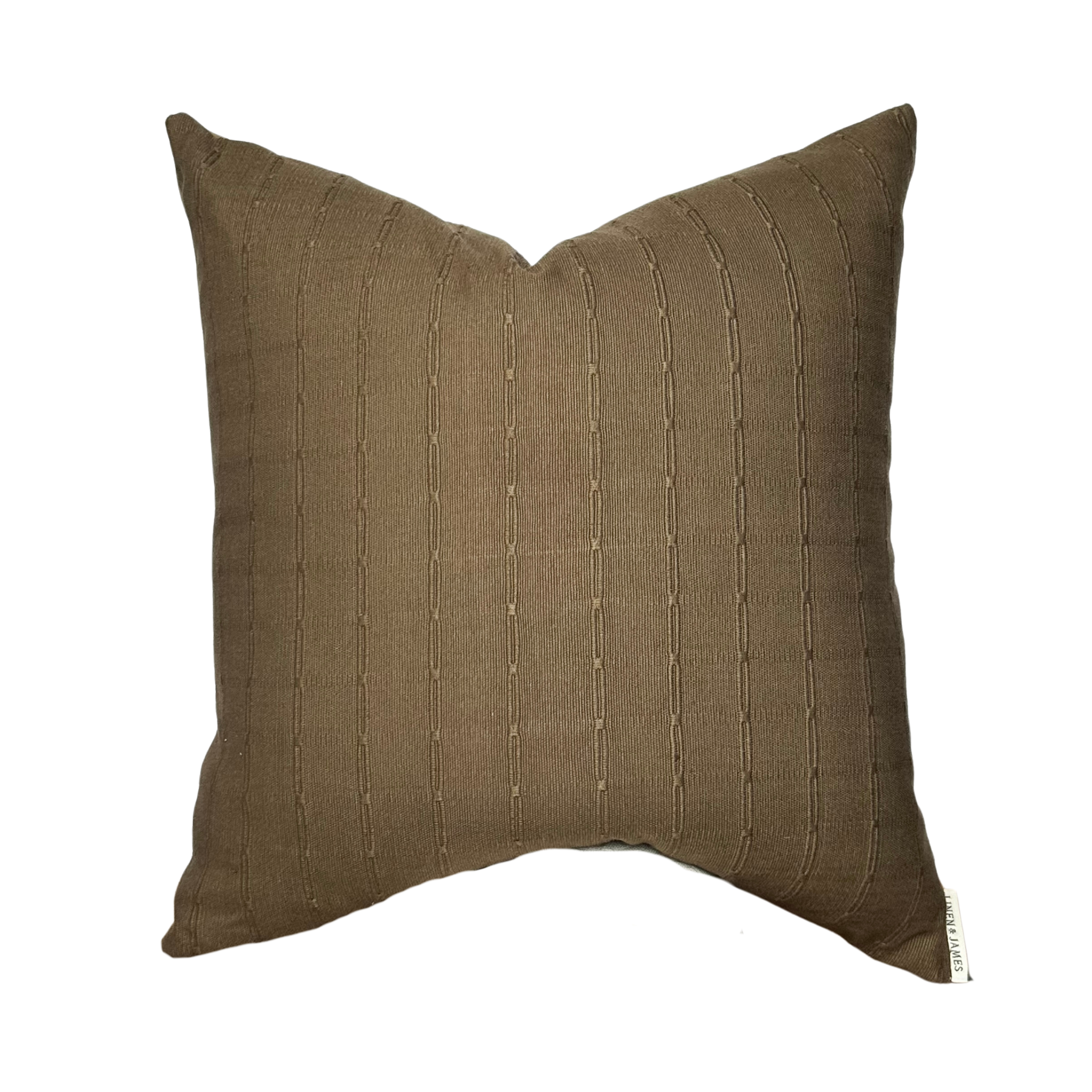 Graham | Cedar Brown Woven Stripe Pillow Cover: 22x22