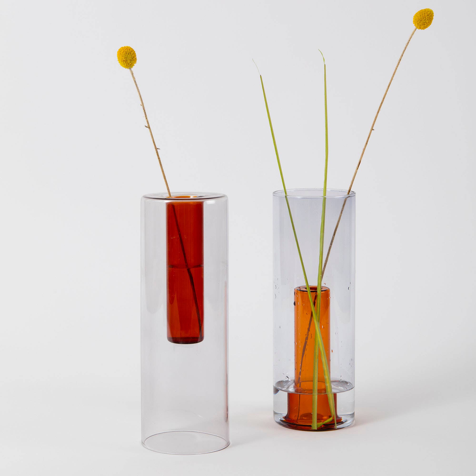 Reversible Glass Vase - Large: Grey/Orange