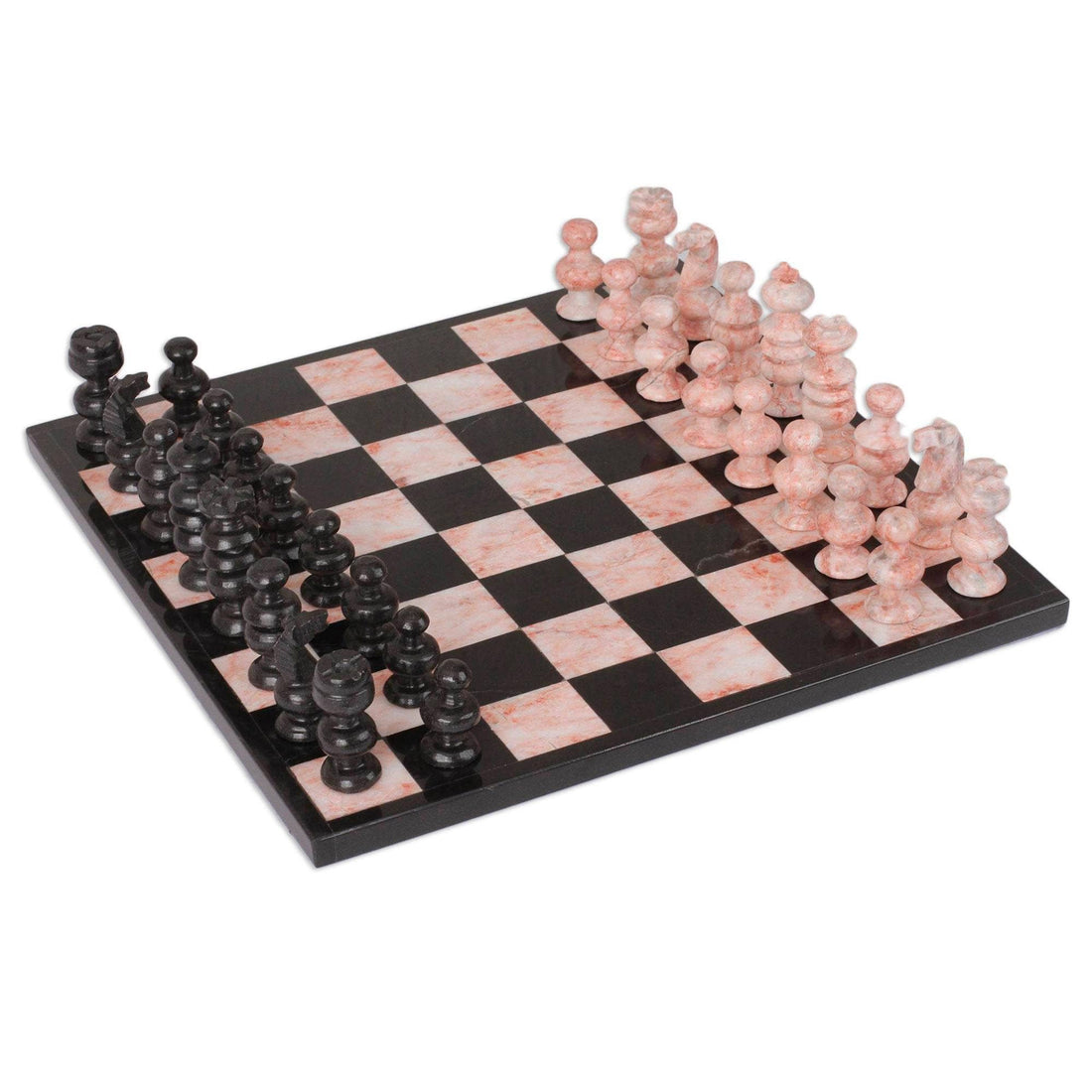 Pink & Black Marble Chess Set