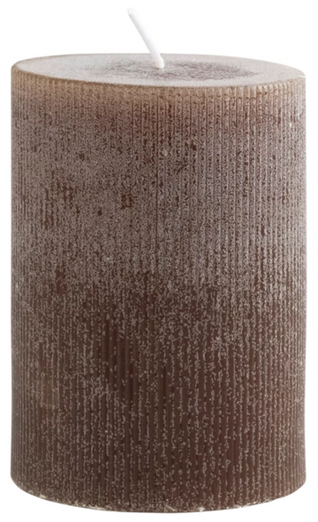 Leather Pleated Pillar Candle 4"