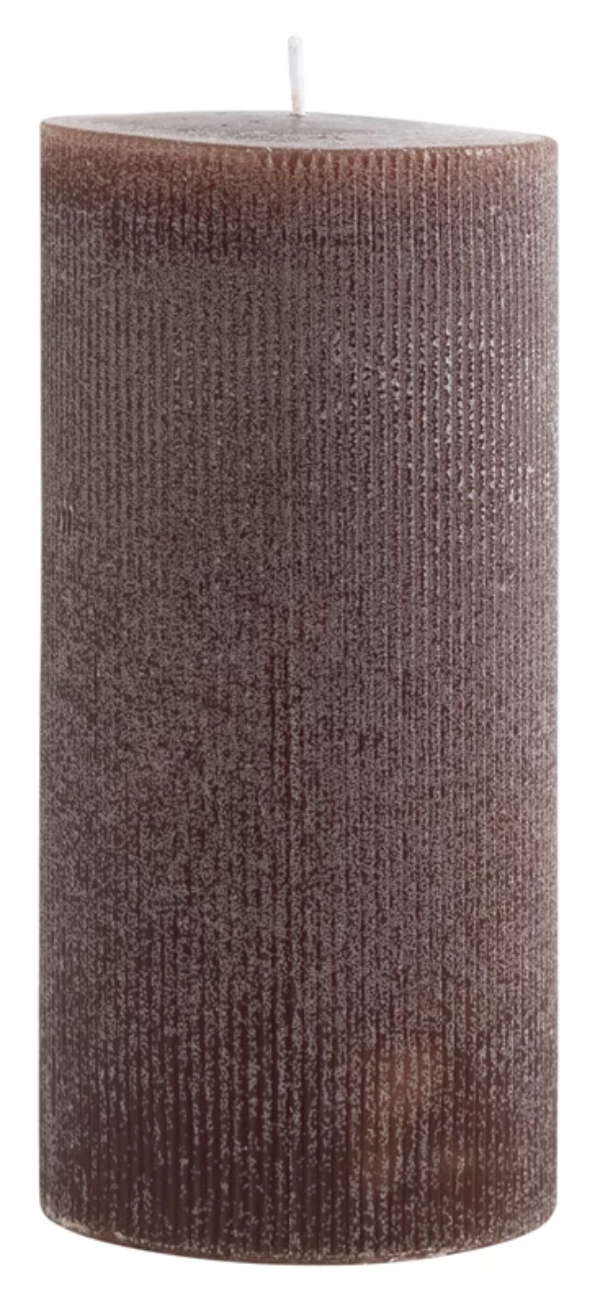 Leather Pleated Pillar Candle 6"