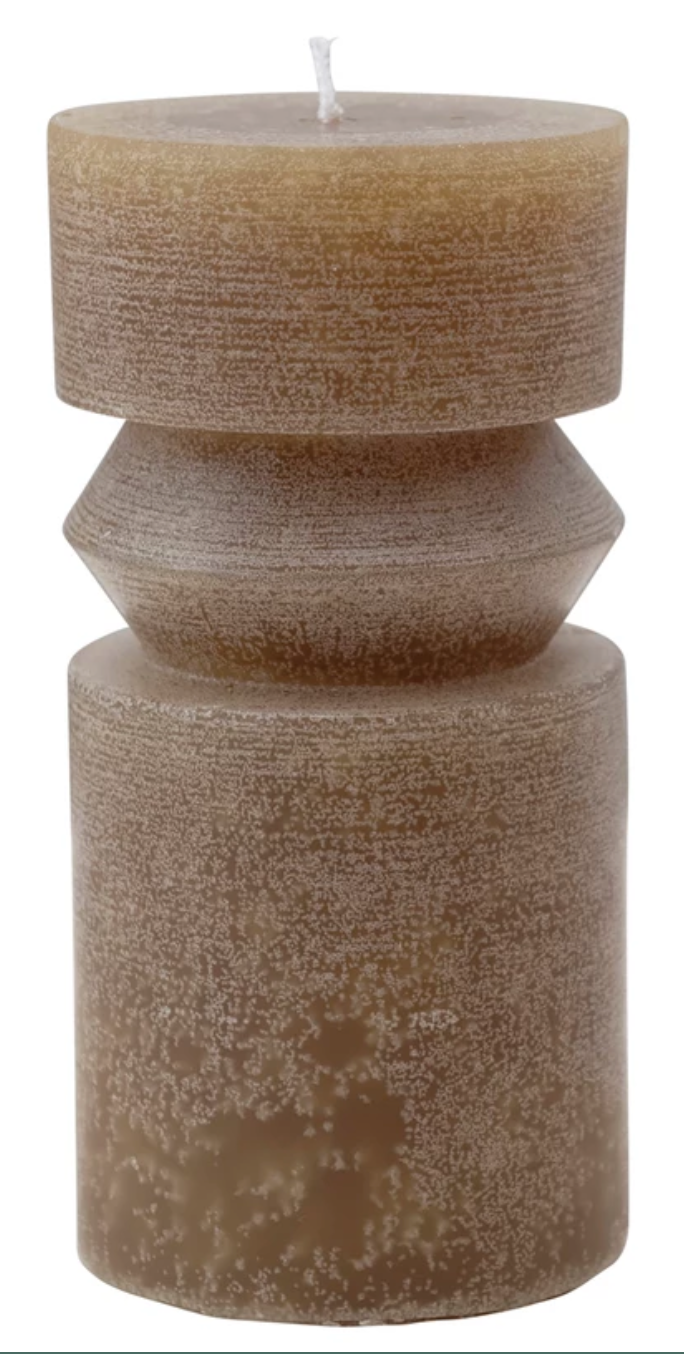 Olive Totem Pillar Candle