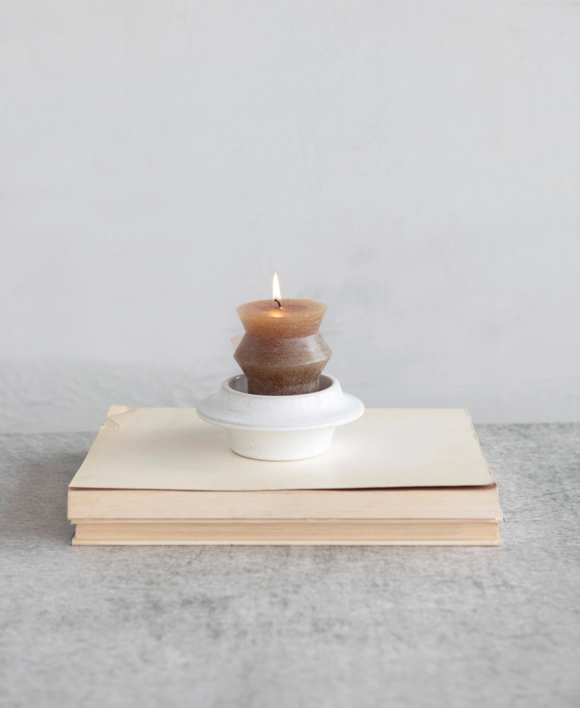 Stoneware Pillar/Tealight Candle Holder