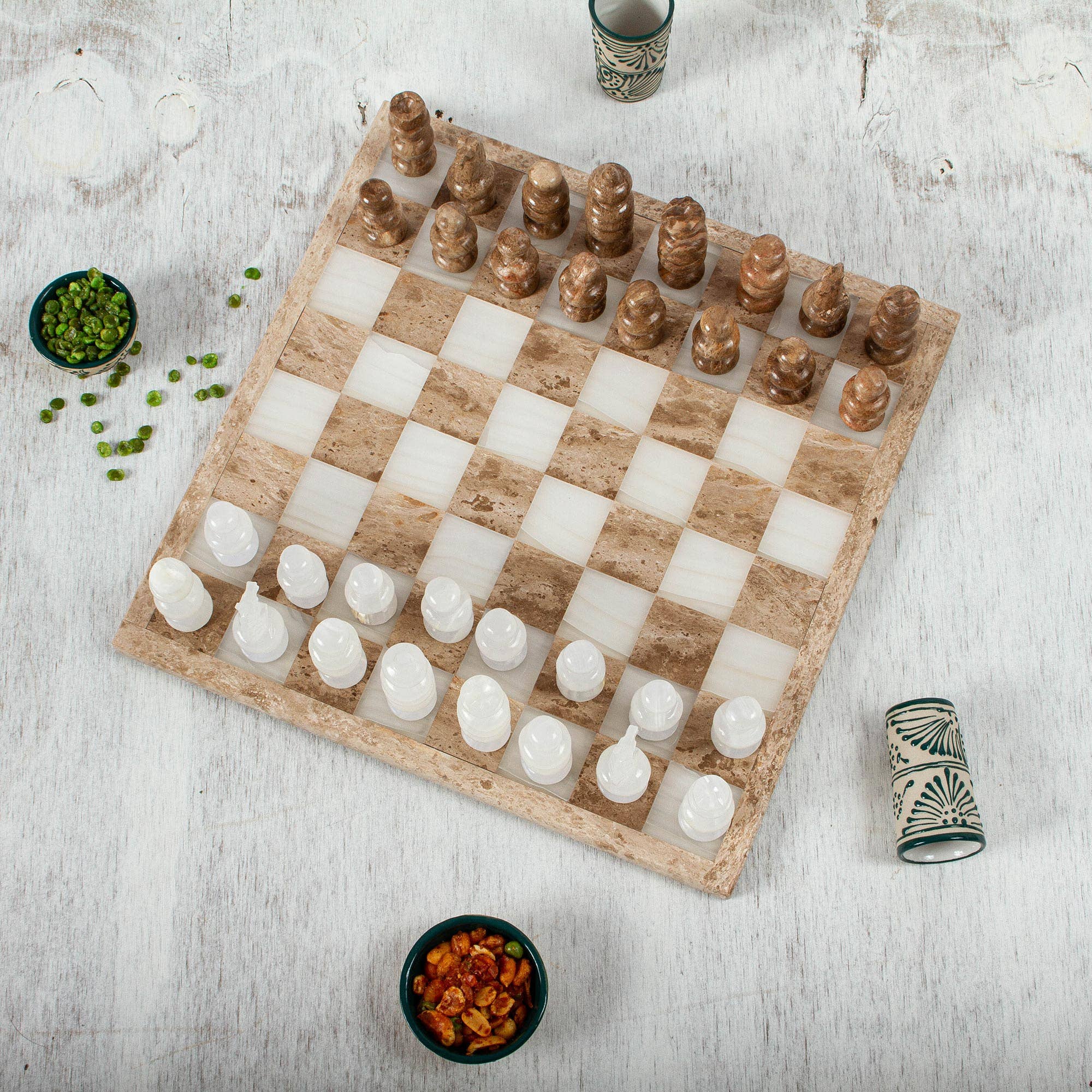 Neutral Onyx & Marble Chess Set