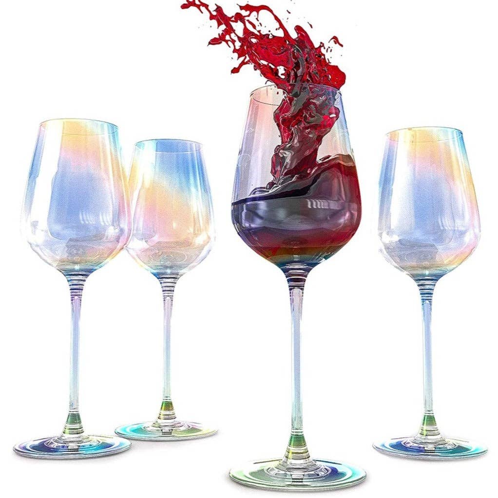 Iridescent Large Wine Glasses - Set of 4